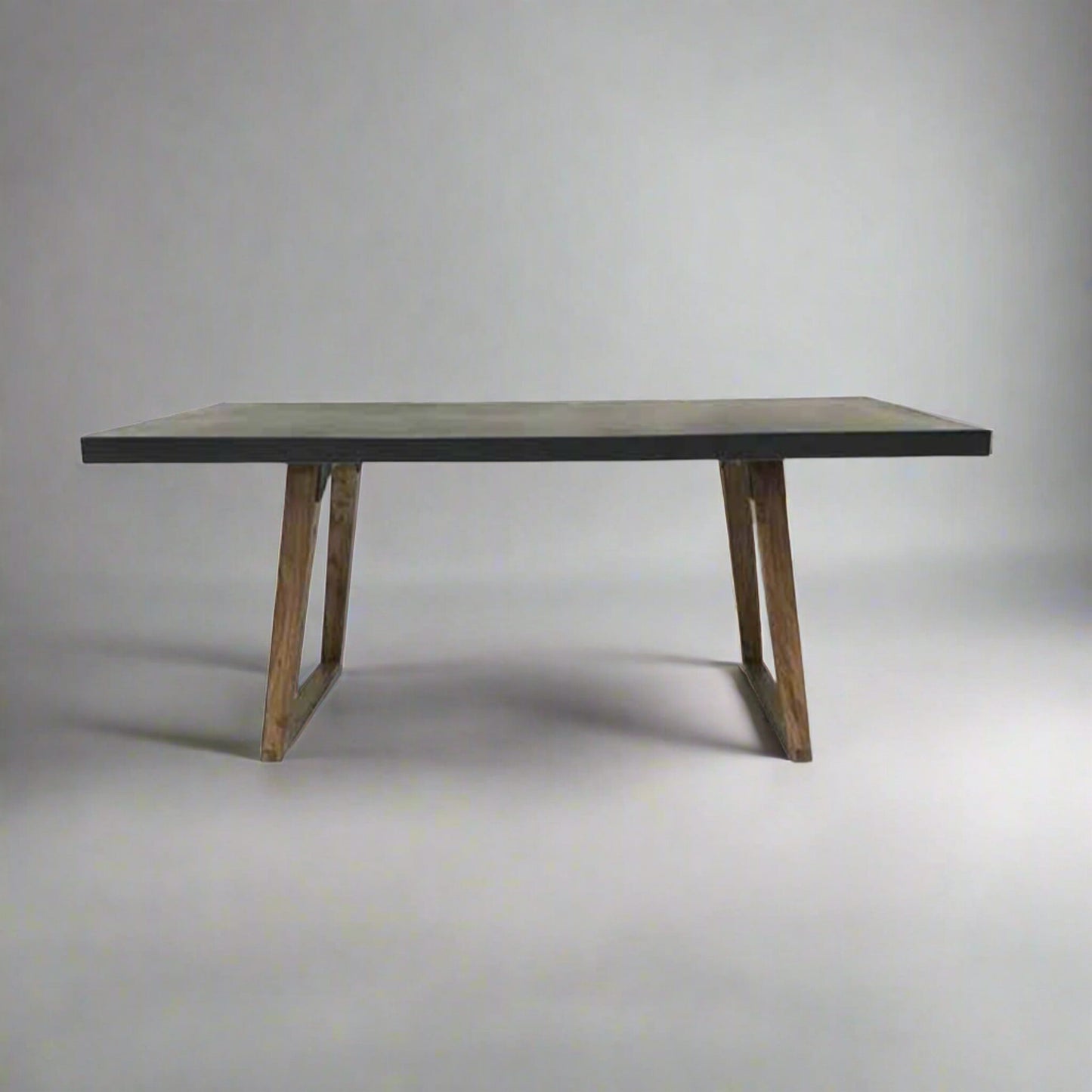 Alesund 6 Seater Dining Table Composite Grey side view