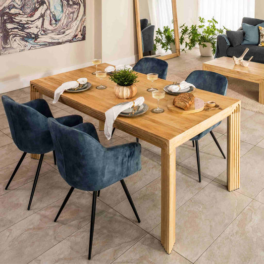 Berlin 6 Seater Dining Table Mango Wood with Verona Dining Chair Moss