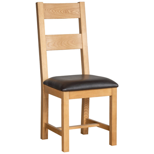 Braemar Ladder Back Dining Chair Ash Brown PU Leather