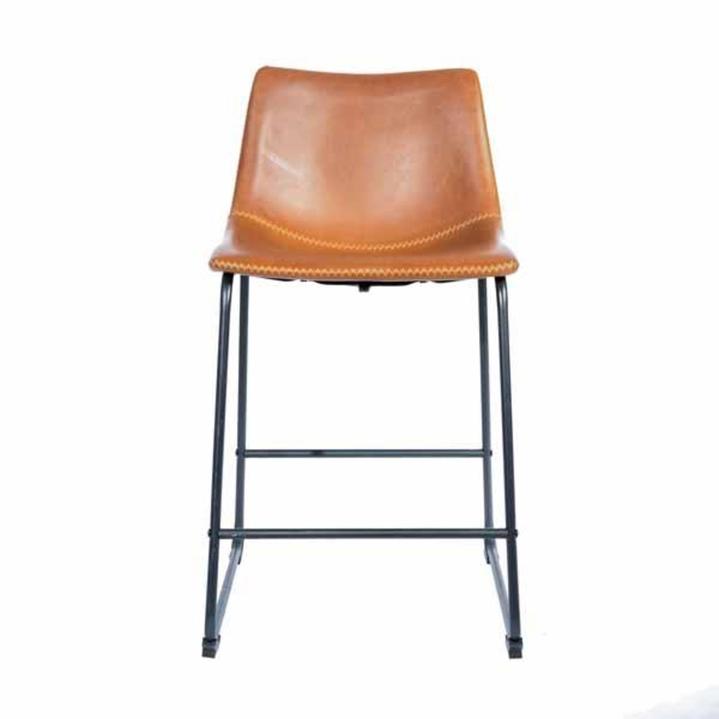 Cortona Counter Stool Vegan Leather Steel Tan front