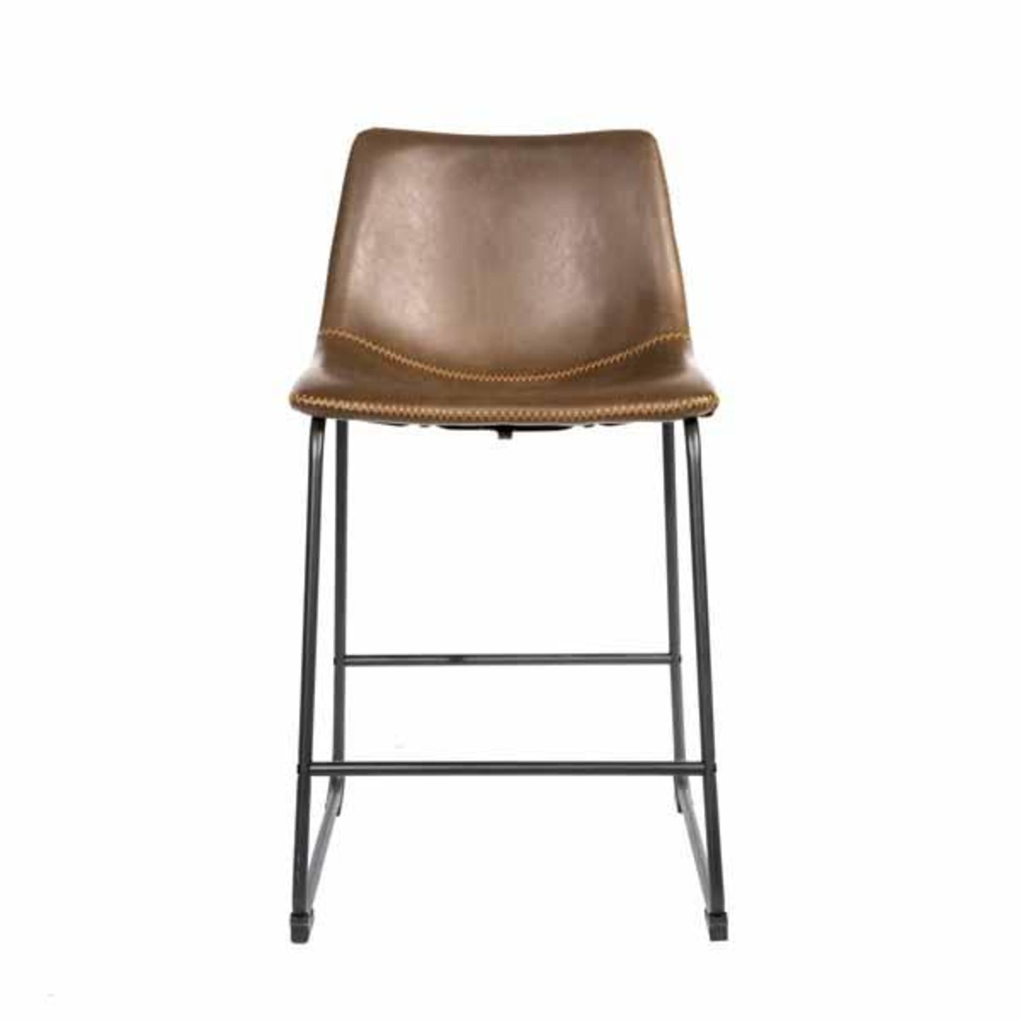 Cortona Counter Stool Vegan Leather Steel Chestnut front