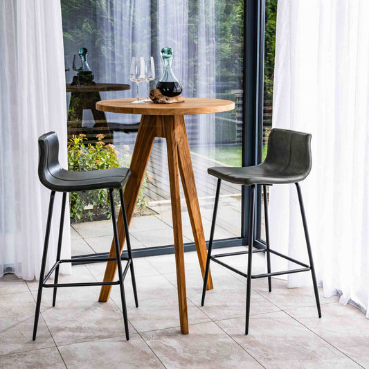 Esbjerg Round High Top Bar Table with Livorno Bar Stool Grey