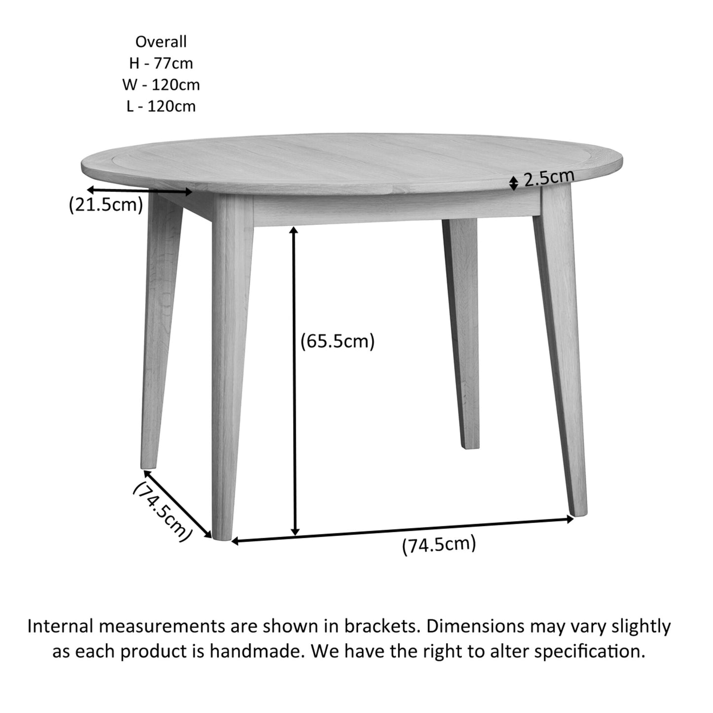 Farstad 4 Seater Round Dining Table Oak dimensions