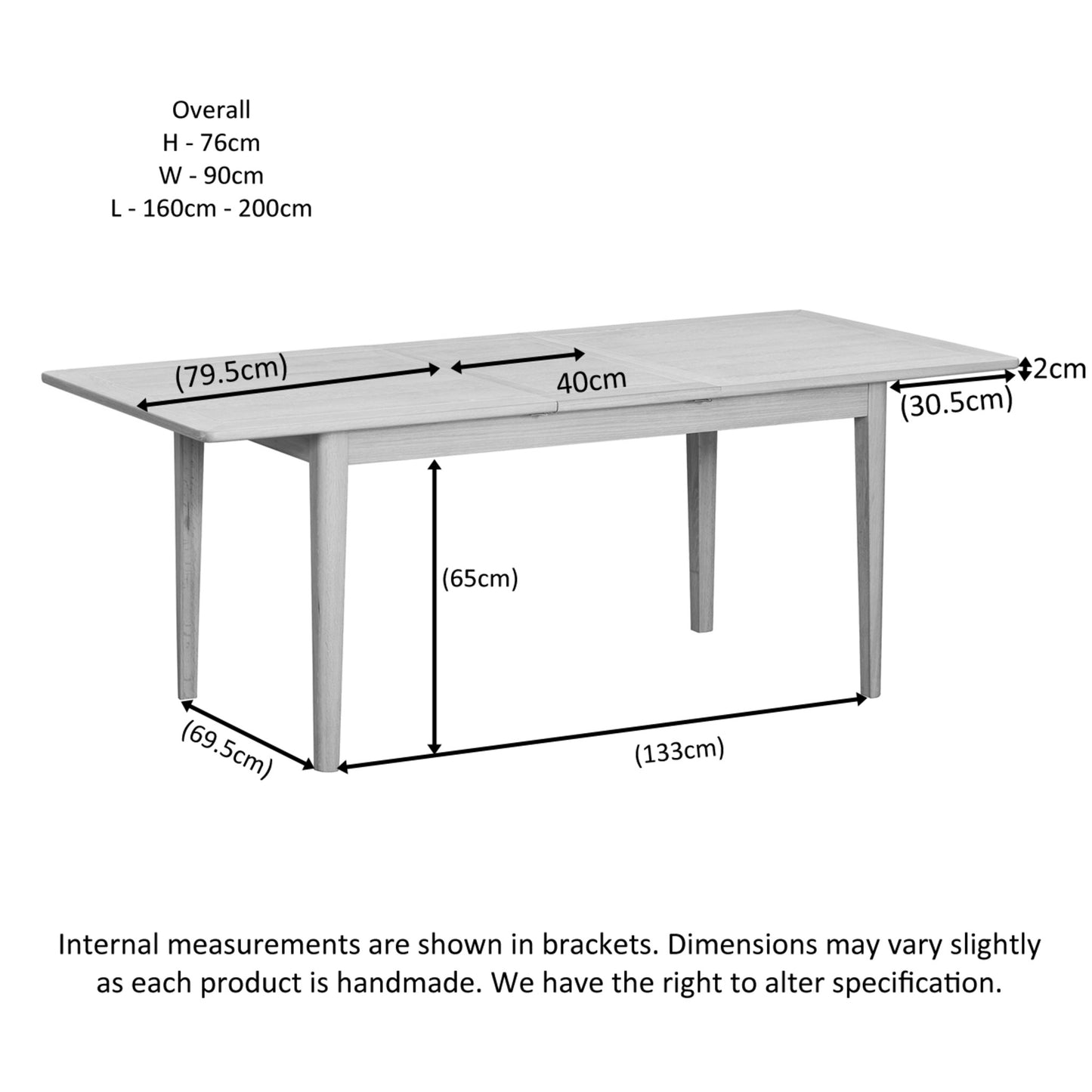 Farstad 6-8 Seater Extending Dining Table Oak dimensions