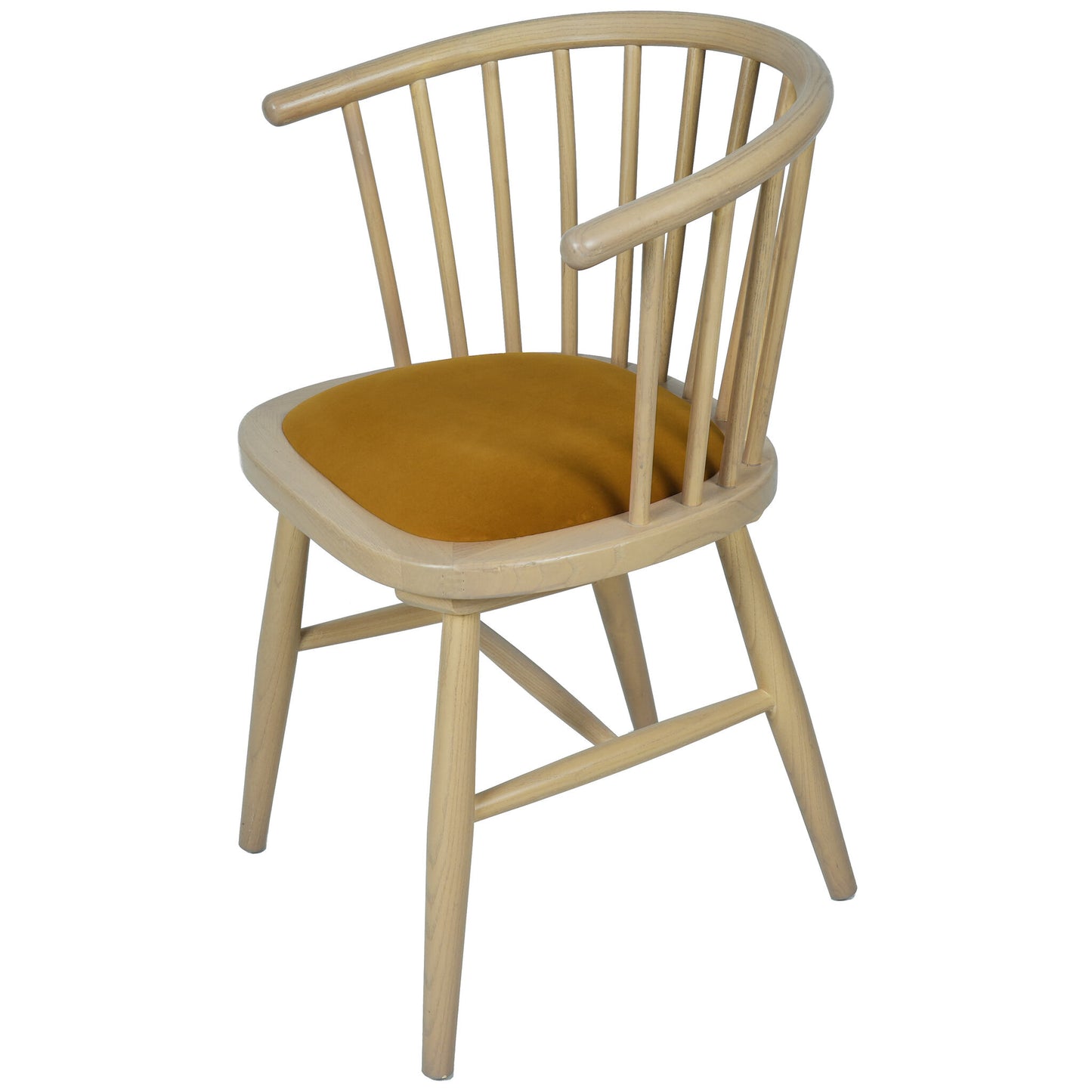 Farstad Carver Dining Chair Oak Mustard Yellow Fabric