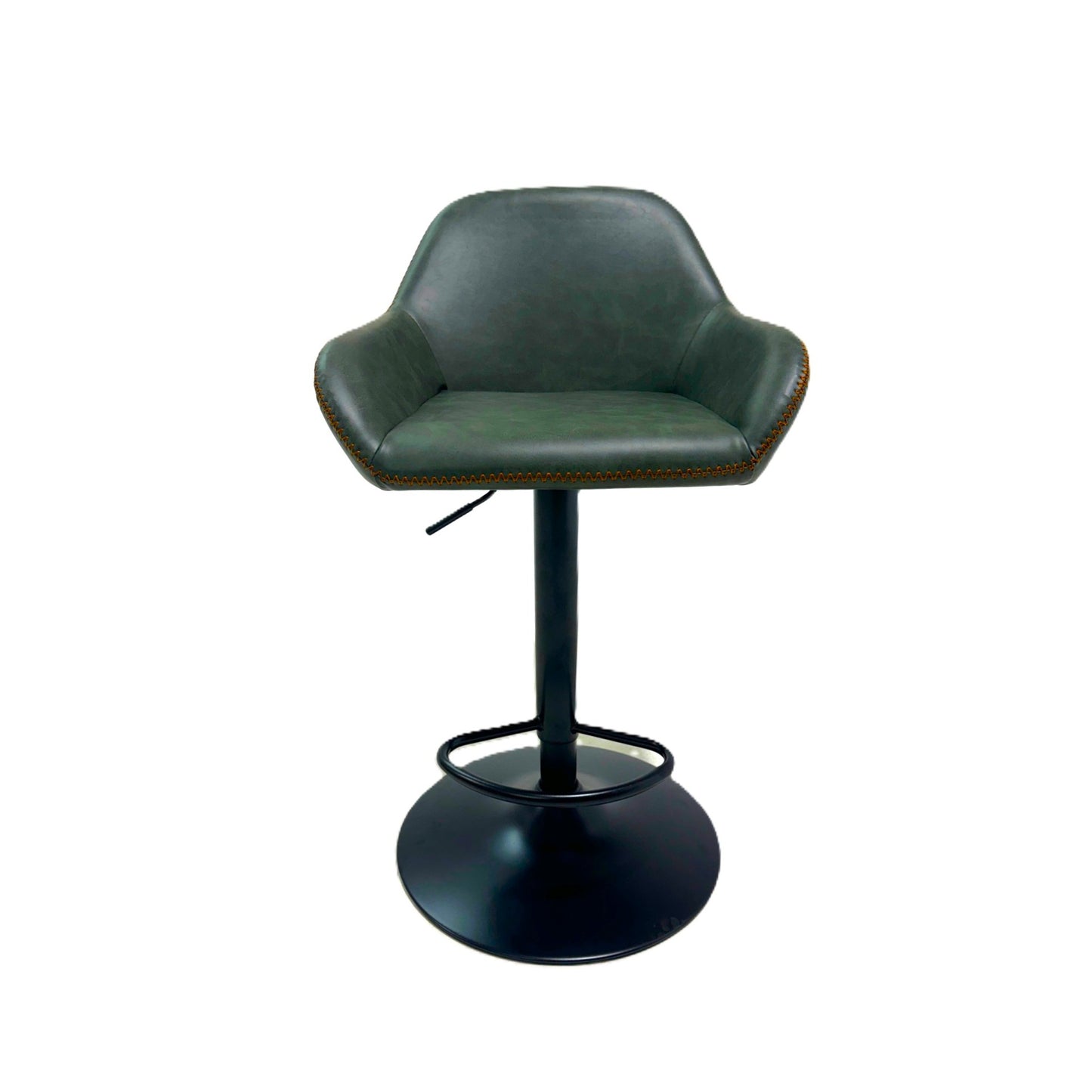 Garda Gas Lift Height Adjustable Stool Vegan Leather Steel Forest Green front