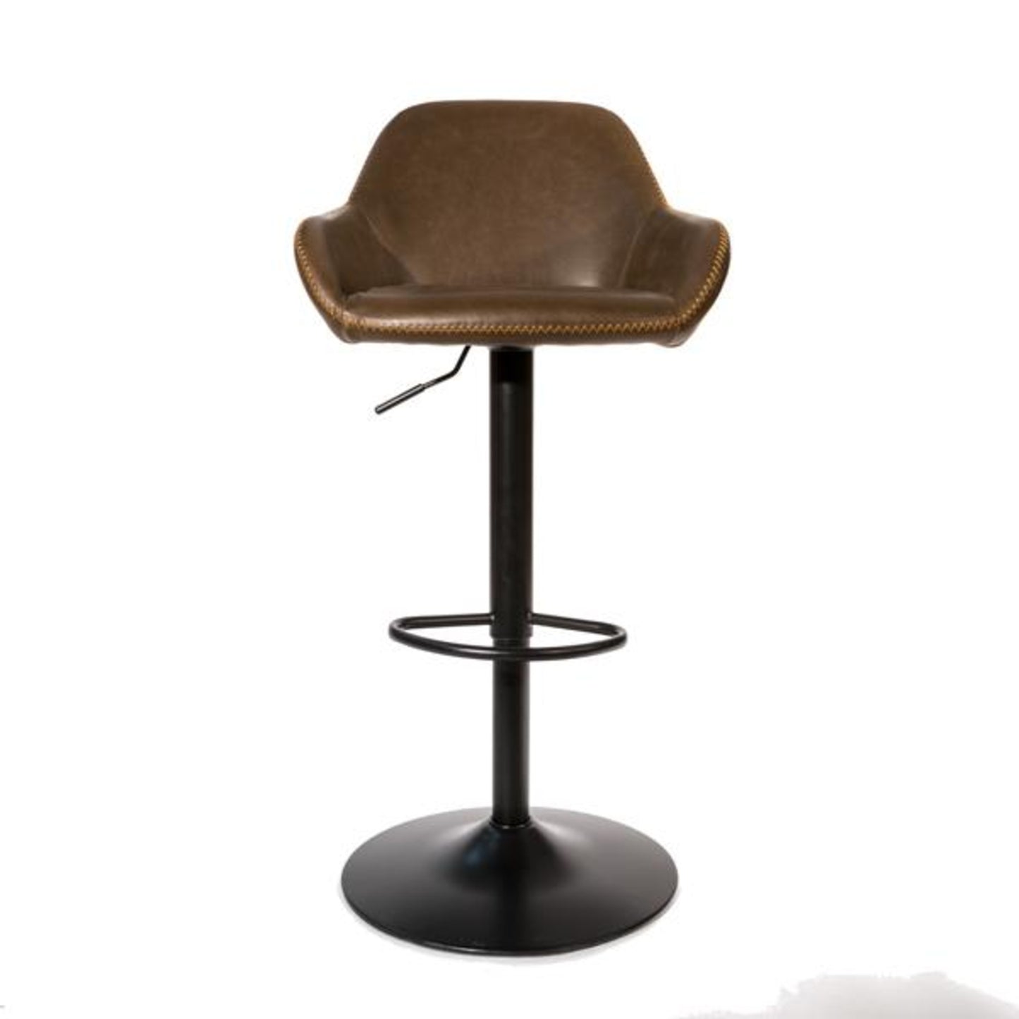 Garda Gas Lift Height Adjustable Stool Vegan Leather Steel Chestnut front