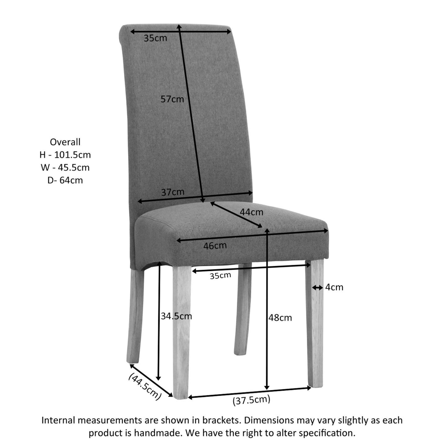 Inver Dining Chair Oak dimensions