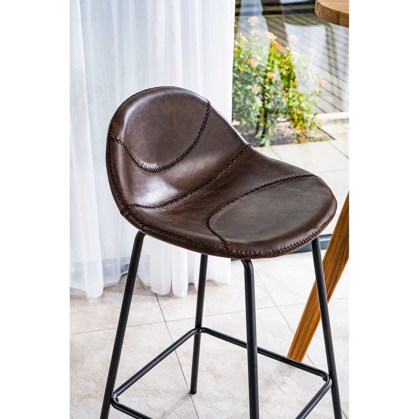Lucca Bar Stool Vegan Leather Steel Chestnut