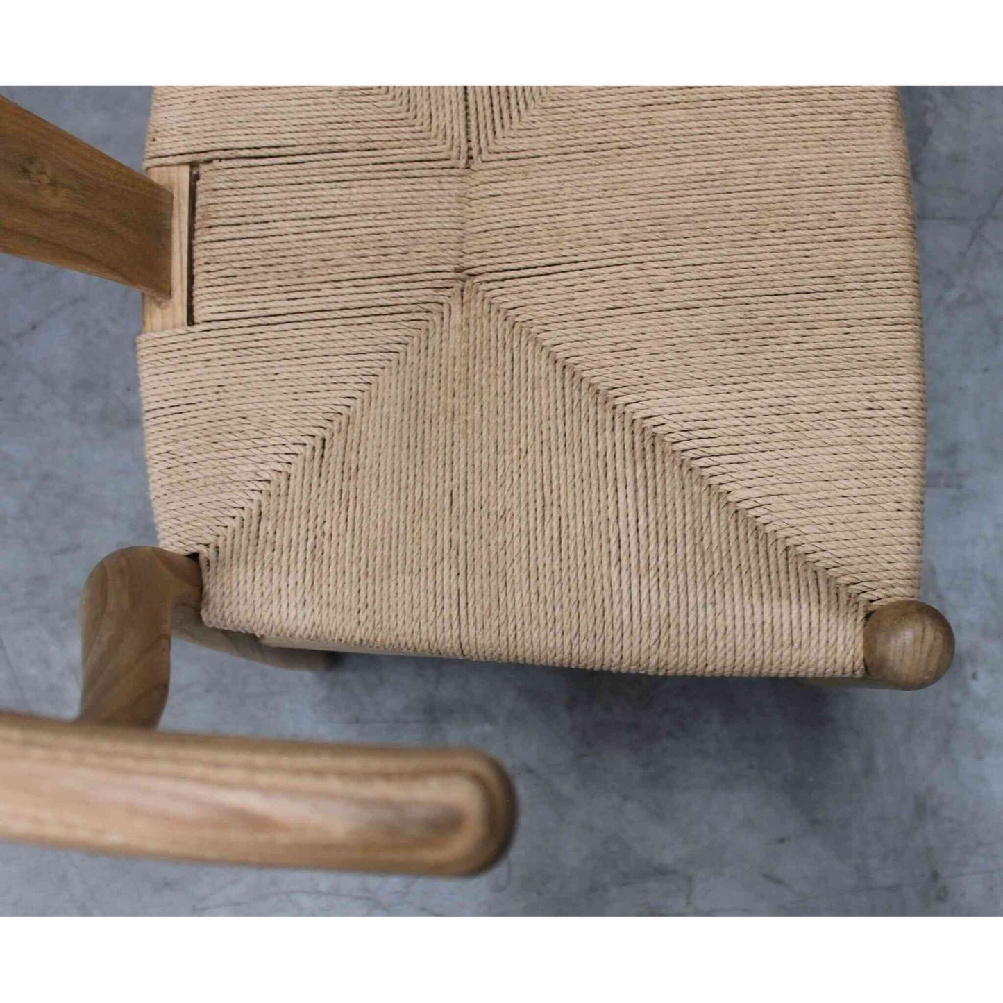 Malmo Wishbone Dining Chair With Natural Cord Seat Sungkai Wood seat detail