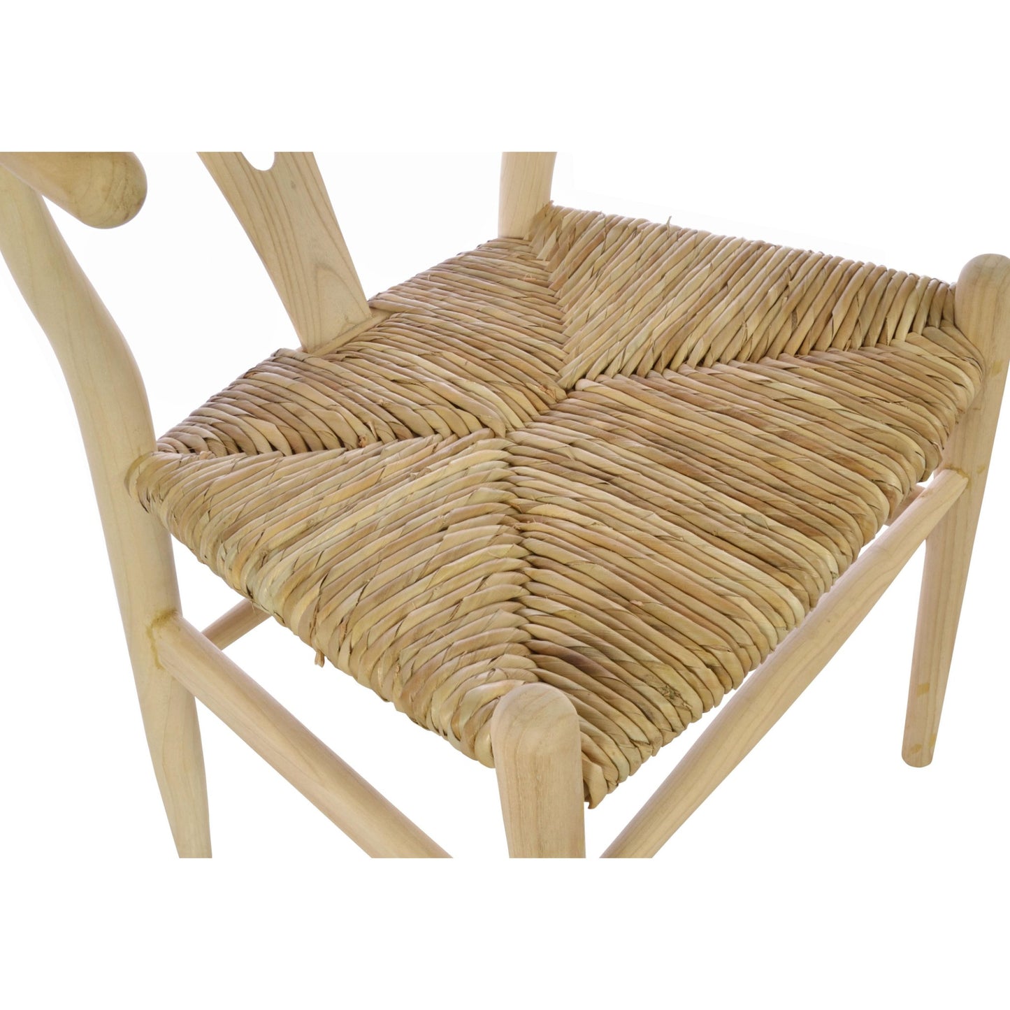 Malmo Wishbone Dining Chair With Rush Seat Sungkai Wood Scandinavian style seat detail