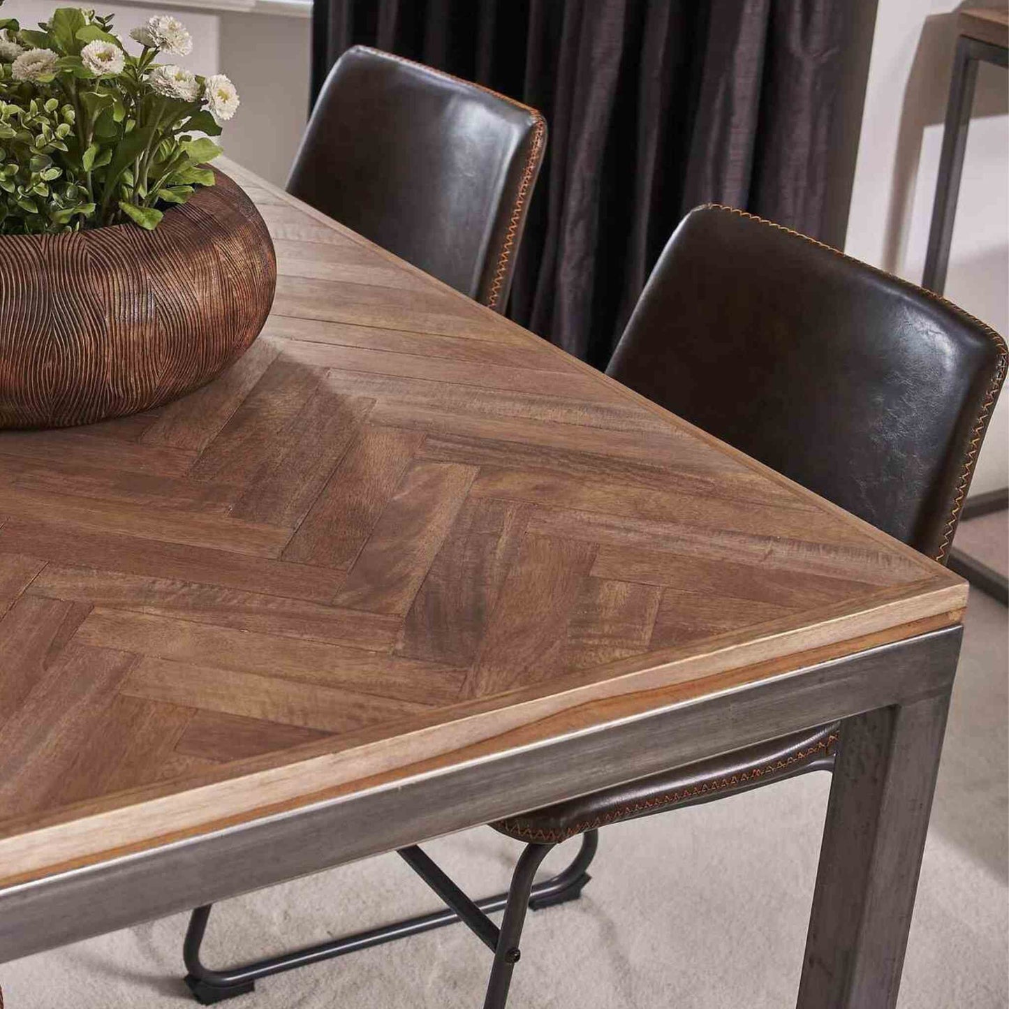 Toulouse Collection close view with Cortona Dining Chair Chestnut