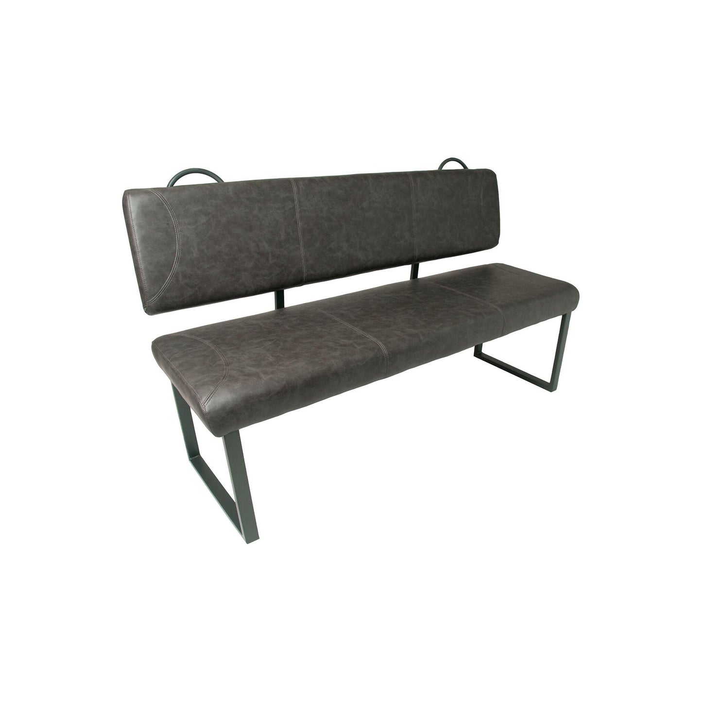 Turin Dining Bench With Back Vegan Leather Steel Grey