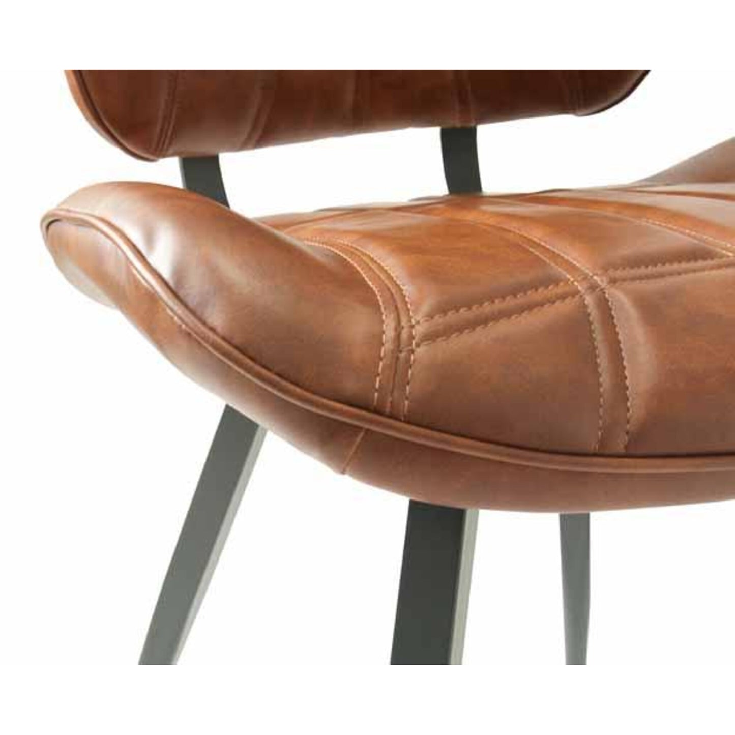 Turin Dining Chair Vegan Leather Steel Tan detail