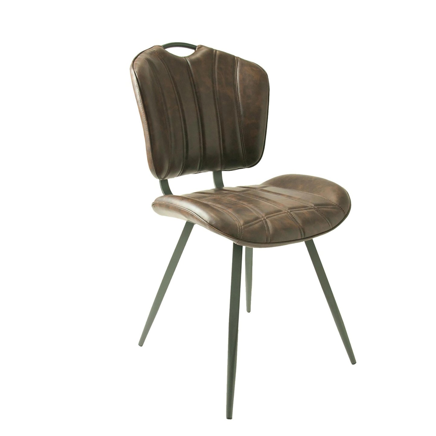 Turin Dining Chair Vegan Leather Steel Chestnut