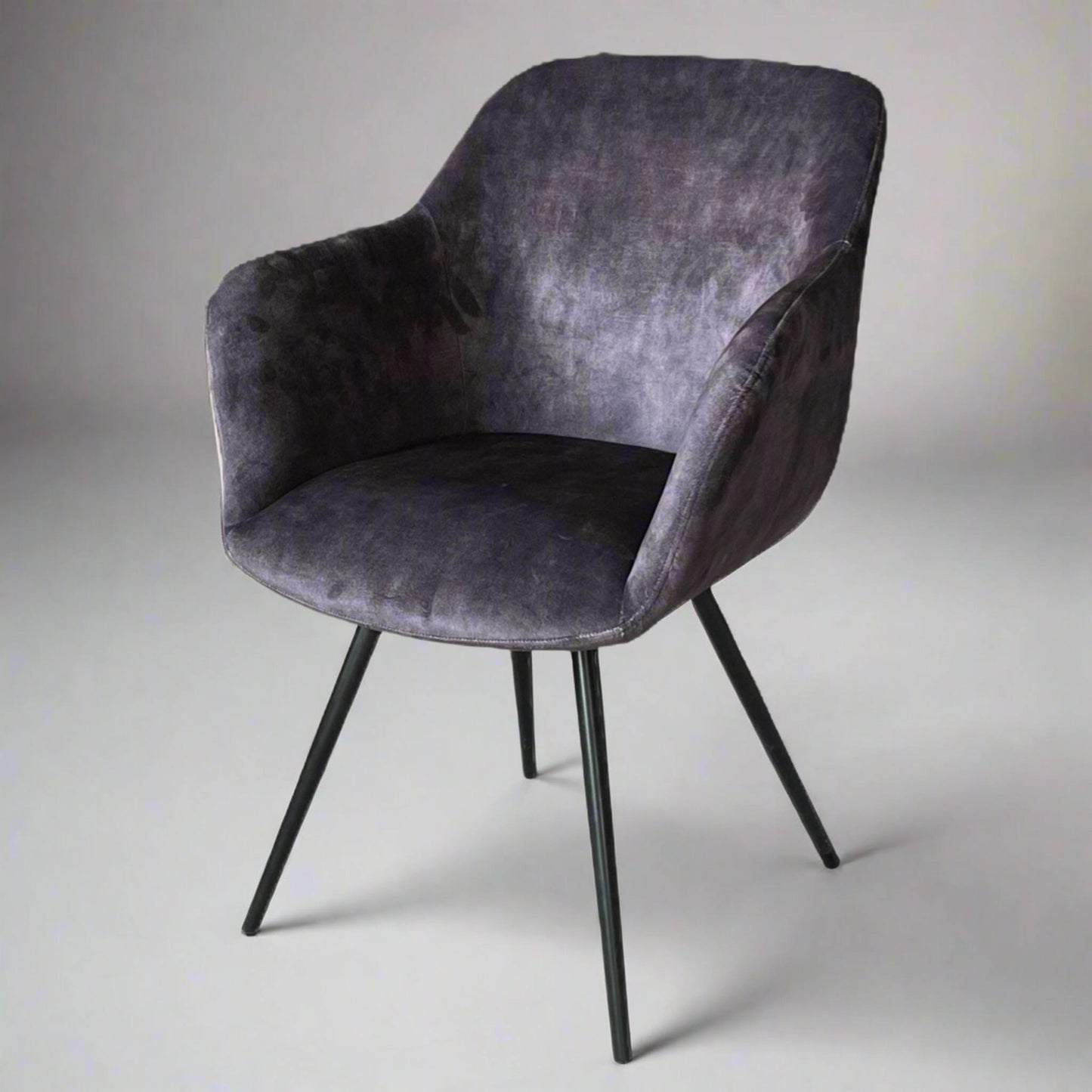 Verona Dining Chair Velvet Steel Charcoal in studio