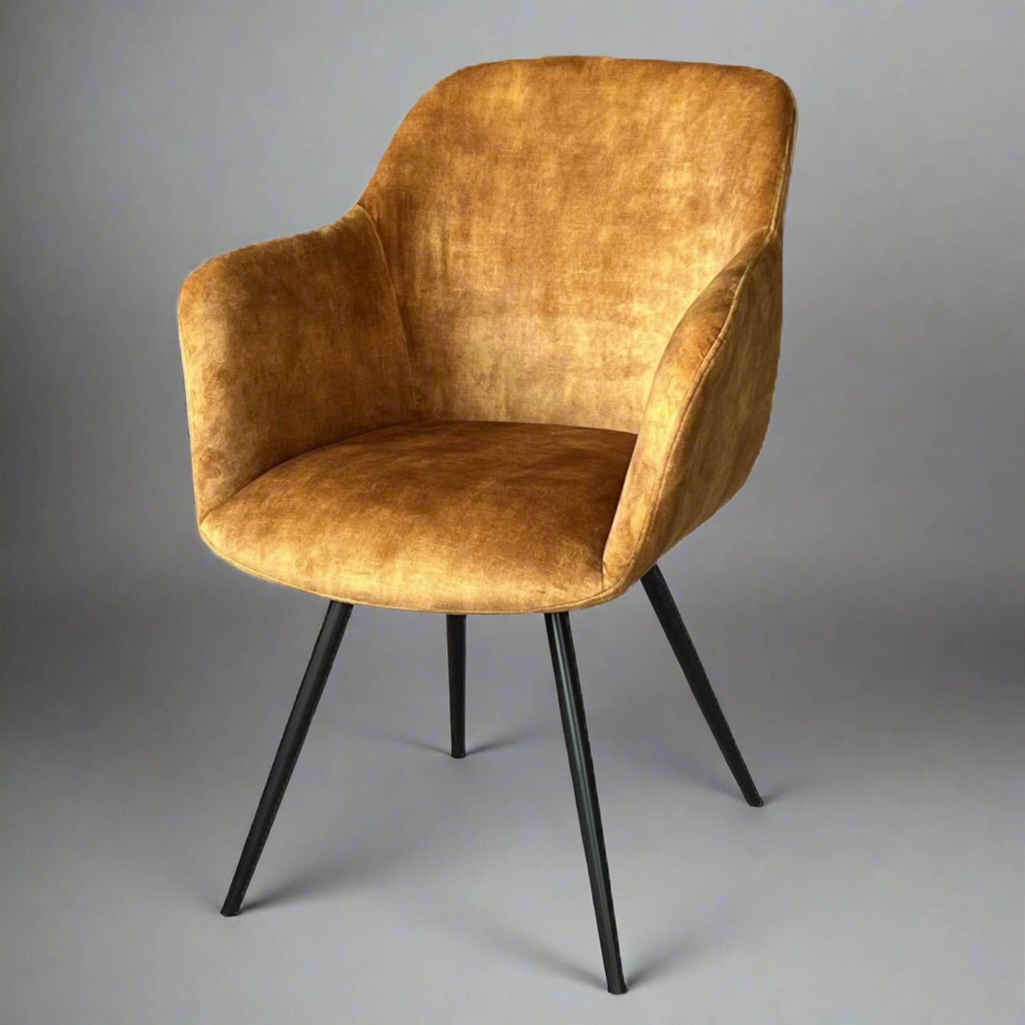 Verona Dining Chair Velvet Steel Gold in studio