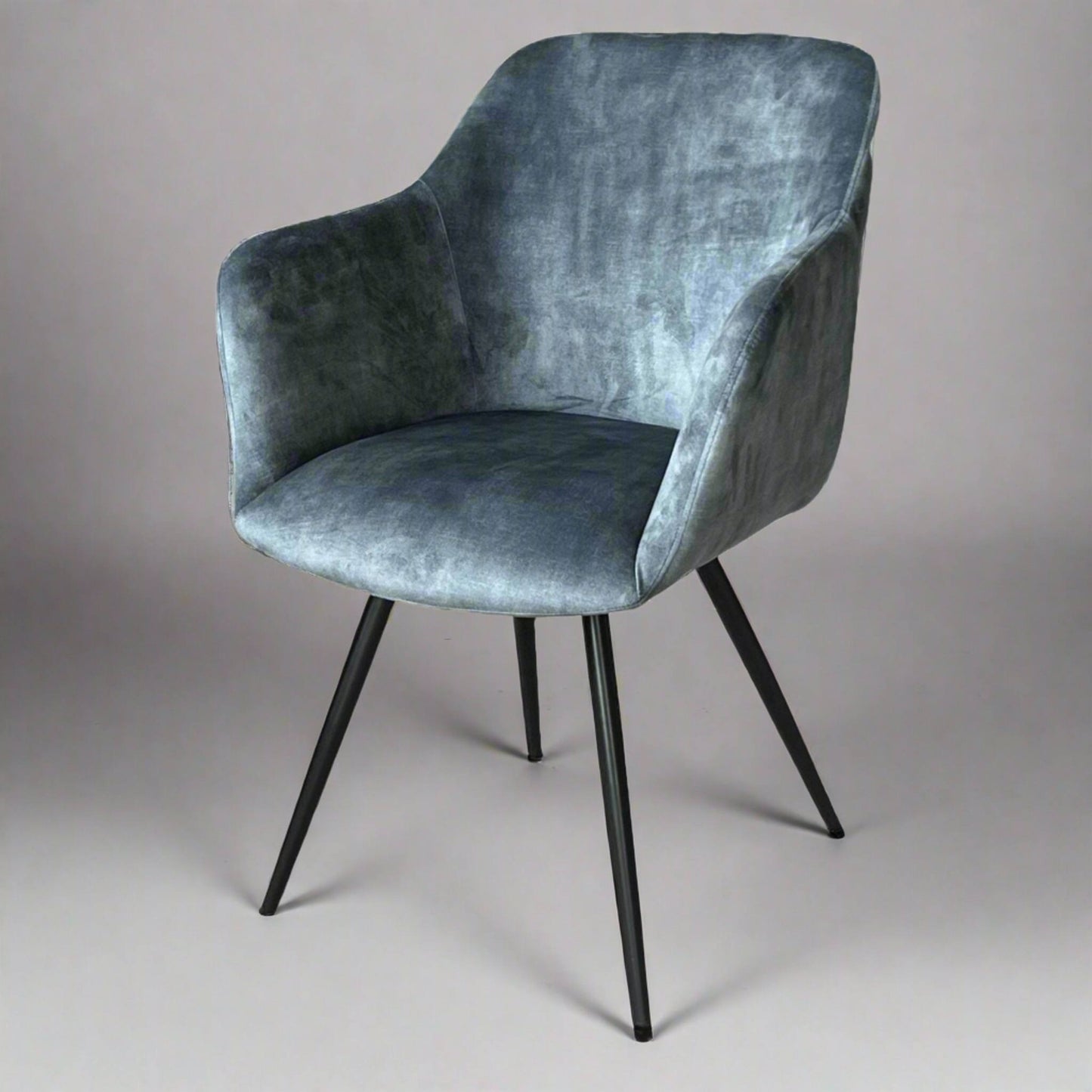 Verona Dining Chair Velvet Steel Moss in studio