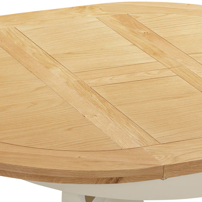 Braemar Painted 4 Seater Round Extending Dining Table Oak extended top