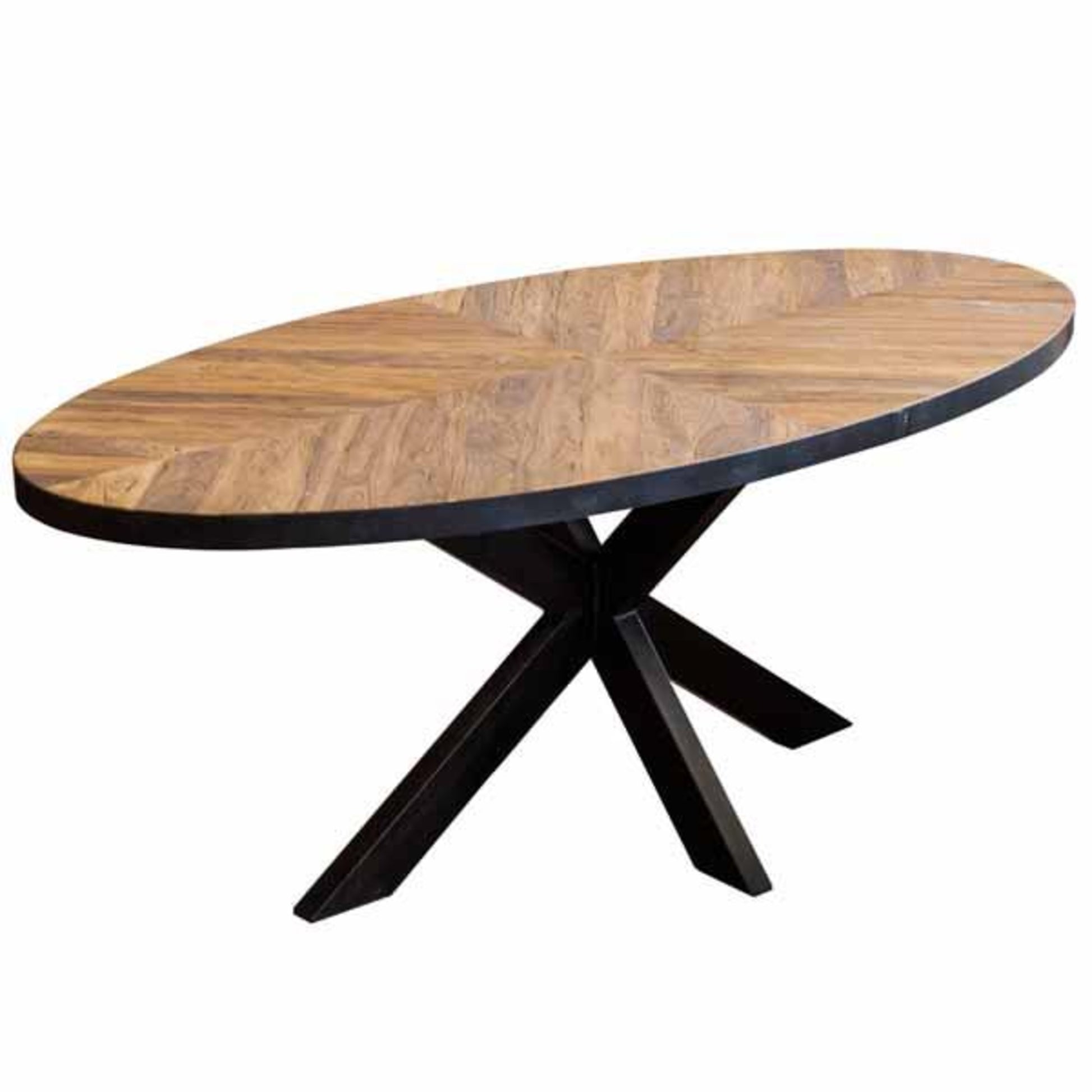 Cognac 8 Seater Oval Dining Table Teak Parquet