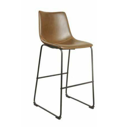 Cortona Bar Stool Vegan Leather Steel Chestnut