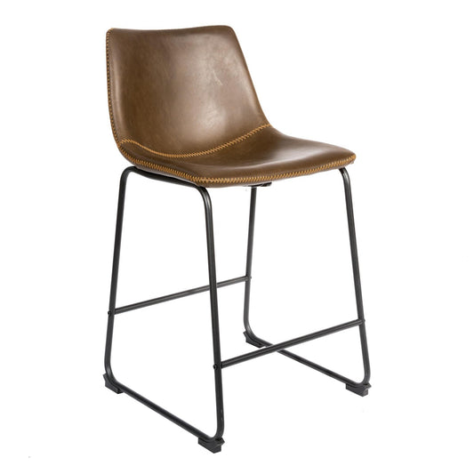 Cortona Counter Stool Vegan Leather Steel Chestnut