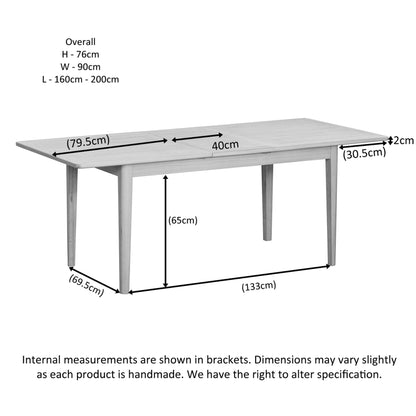 Farstad 6-8 Seater Extending Dining Table Oak dimensions