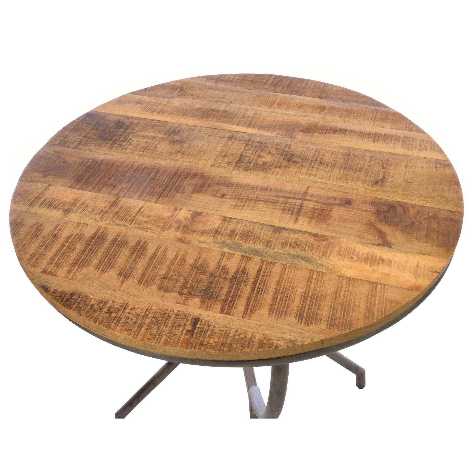 Forge 4 Seater Round Dining Table Mango Wood Steel early industrial look top