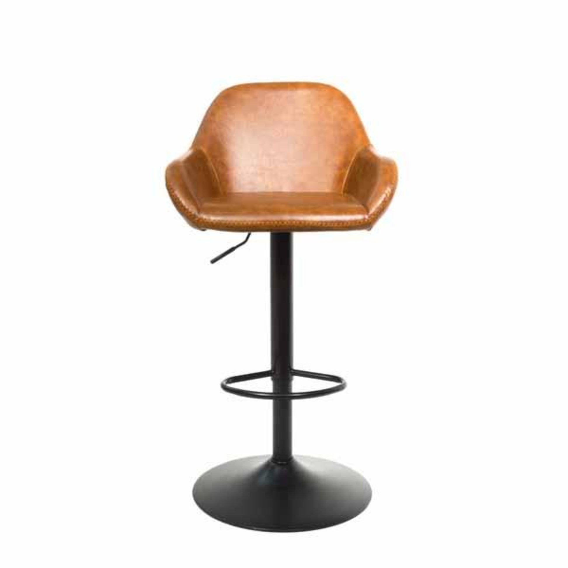 Garda Gas Lift Height Adjustable Stool Vegan Leather Steel Tan front