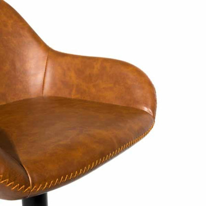 Garda Gas Lift Height Adjustable Stool Vegan Leather Steel Tan seat