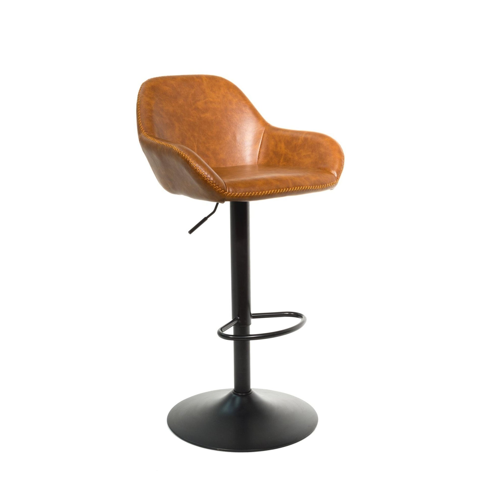 Garda Gas Lift Height Adjustable Stool Vegan Leather Steel Tan
