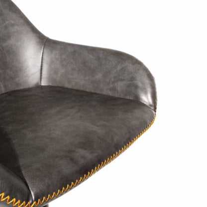 Garda Gas Lift Height Adjustable Stool Vegan Leather Steel Grey seat