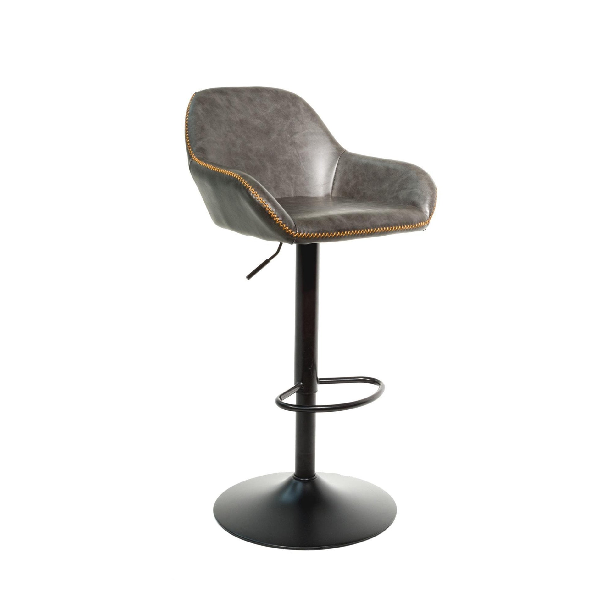 Garda Gas Lift Height Adjustable Stool Vegan Leather Steel Grey
