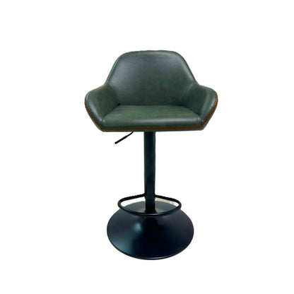 Garda Gas Lift Height Adjustable Stool Vegan Leather Steel Forest Green front