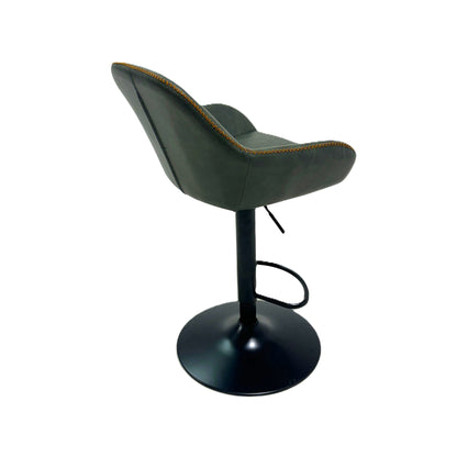 Garda Gas Lift Height Adjustable Stool Vegan Leather Steel Forest Green back