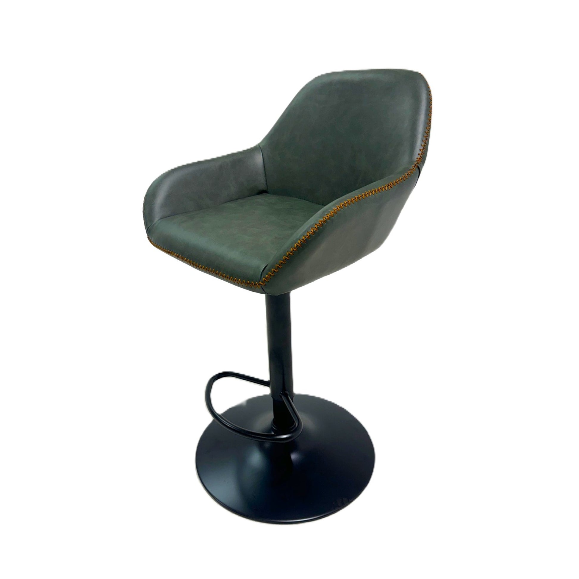 Garda Gas Lift Height Adjustable Stool Vegan Leather Steel Forest Green