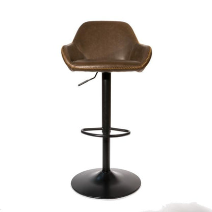 Garda Gas Lift Height Adjustable Stool Vegan Leather Steel Chestnut front