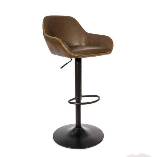 Garda Gas Lift Height Adjustable Stool Vegan Leather Steel Chestnut