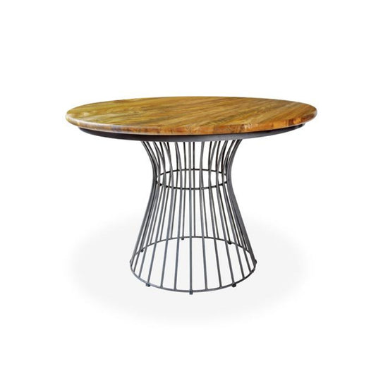 Hudson 4 Seater Round Birdcage Dining Table Mango Wood Steel