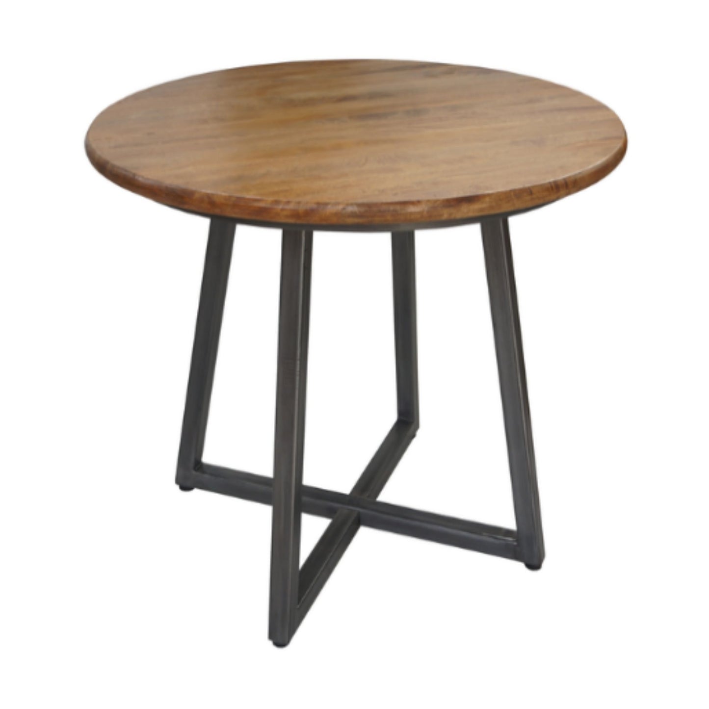 Hudson 4 Seater Round Space Saving Dining Table Mango Wood Steel
