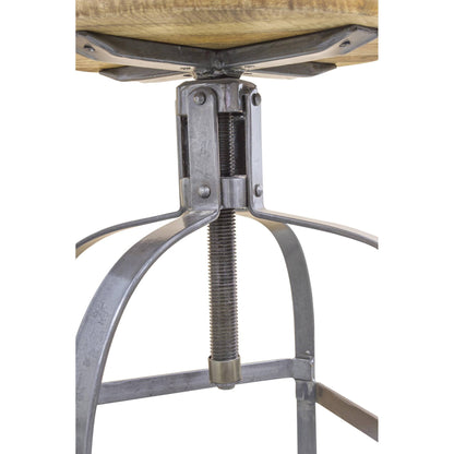 Hudson Height Adjustable Swivel Stool Mango Wood Steel height adjust steel screw