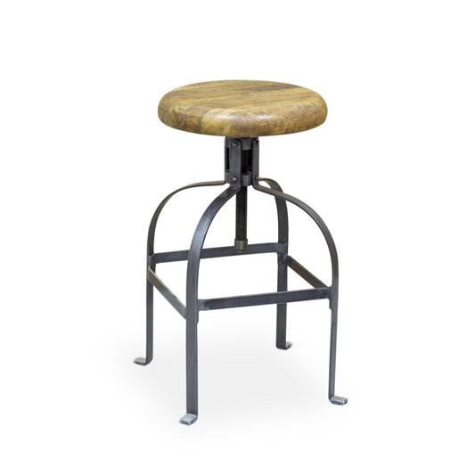 Hudson Height Adjustable Swivel Stool Mango Wood Steel
