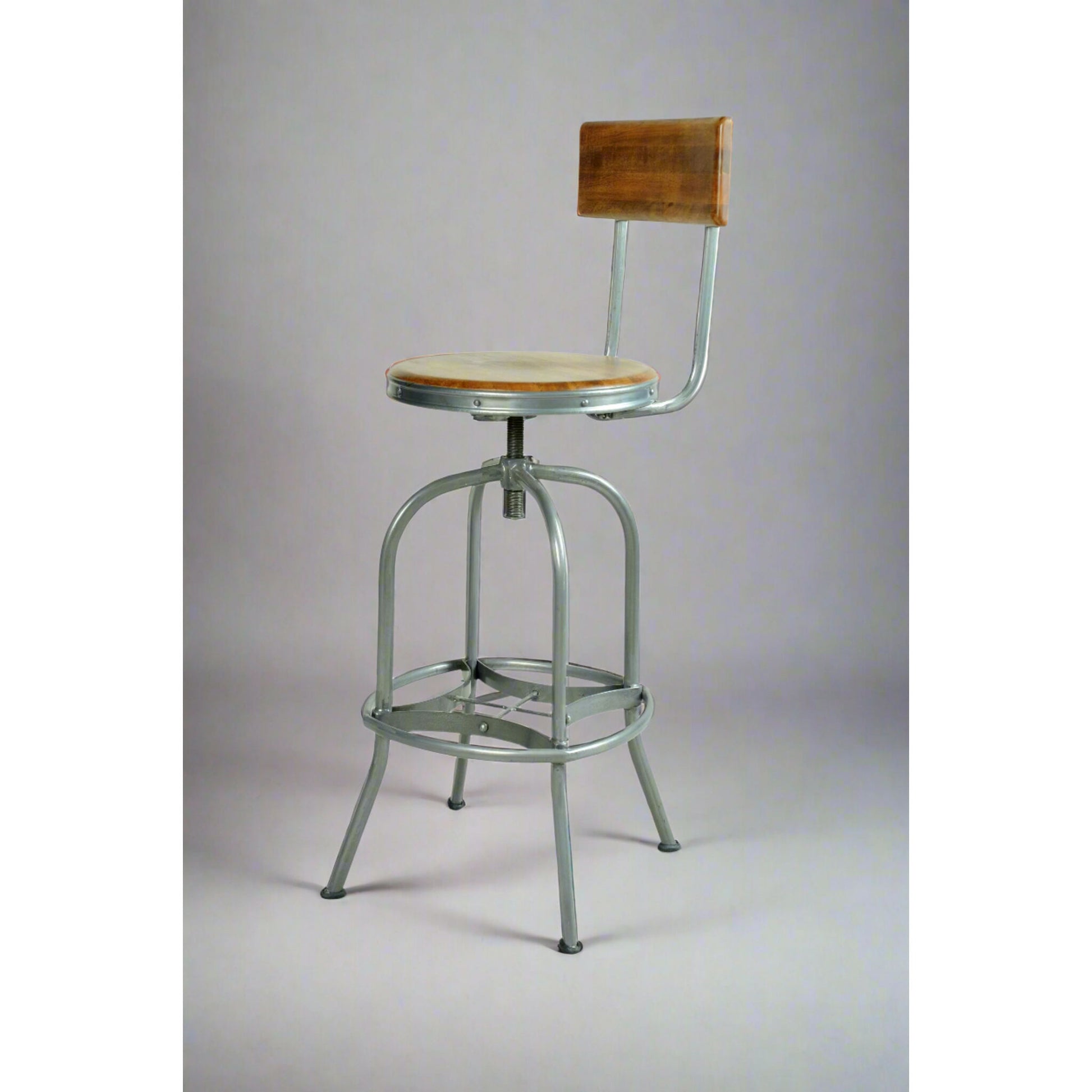 Hudson Height Adjustable Swivel Stool With Back Mango Wood Steel in studio
