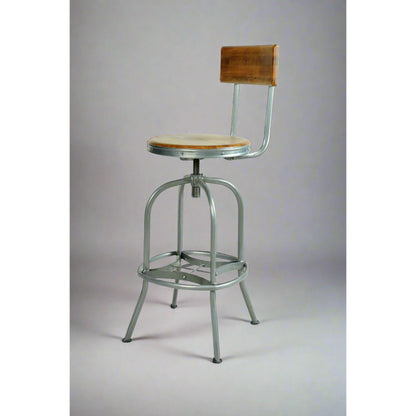 Hudson Height Adjustable Swivel Stool With Back Mango Wood Steel in studio