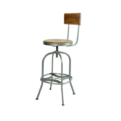 Hudson Height Adjustable Swivel Stool With Back Mango Wood Steel