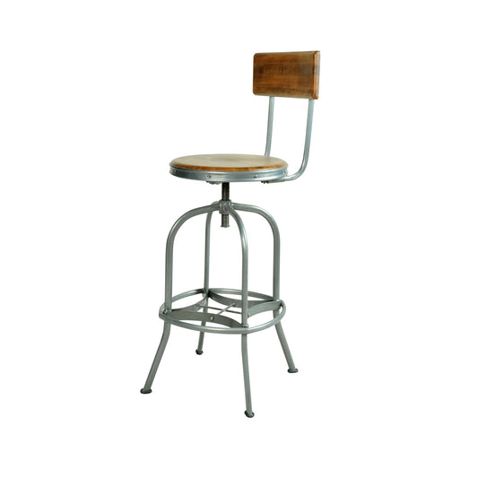 Hudson Height Adjustable Swivel Stool With Back Mango Wood Steel
