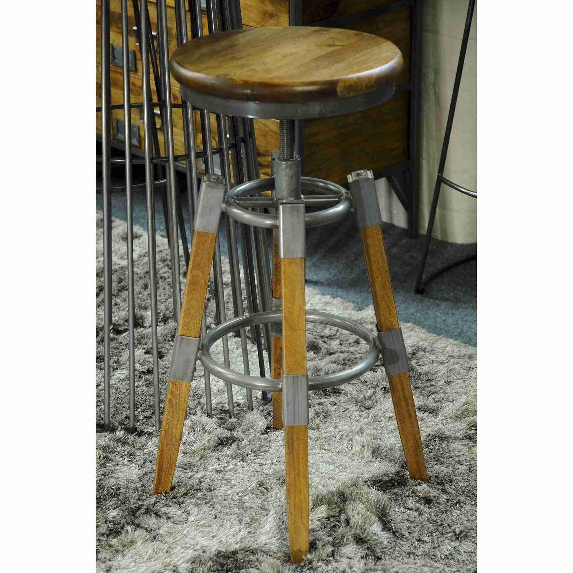 Hudson Height Adjustable Swivel Stool With Square Legs and Hudson Round Birdcage High Top Bar Table