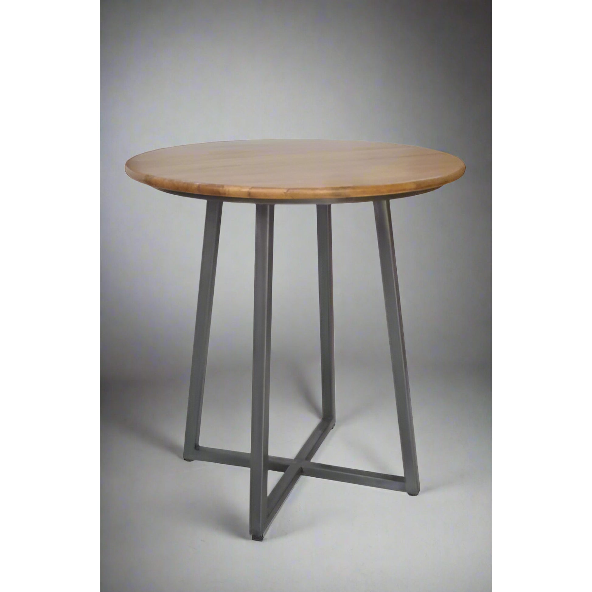 Hudson Round High Top Bar Table Mango Wood Steel in studio