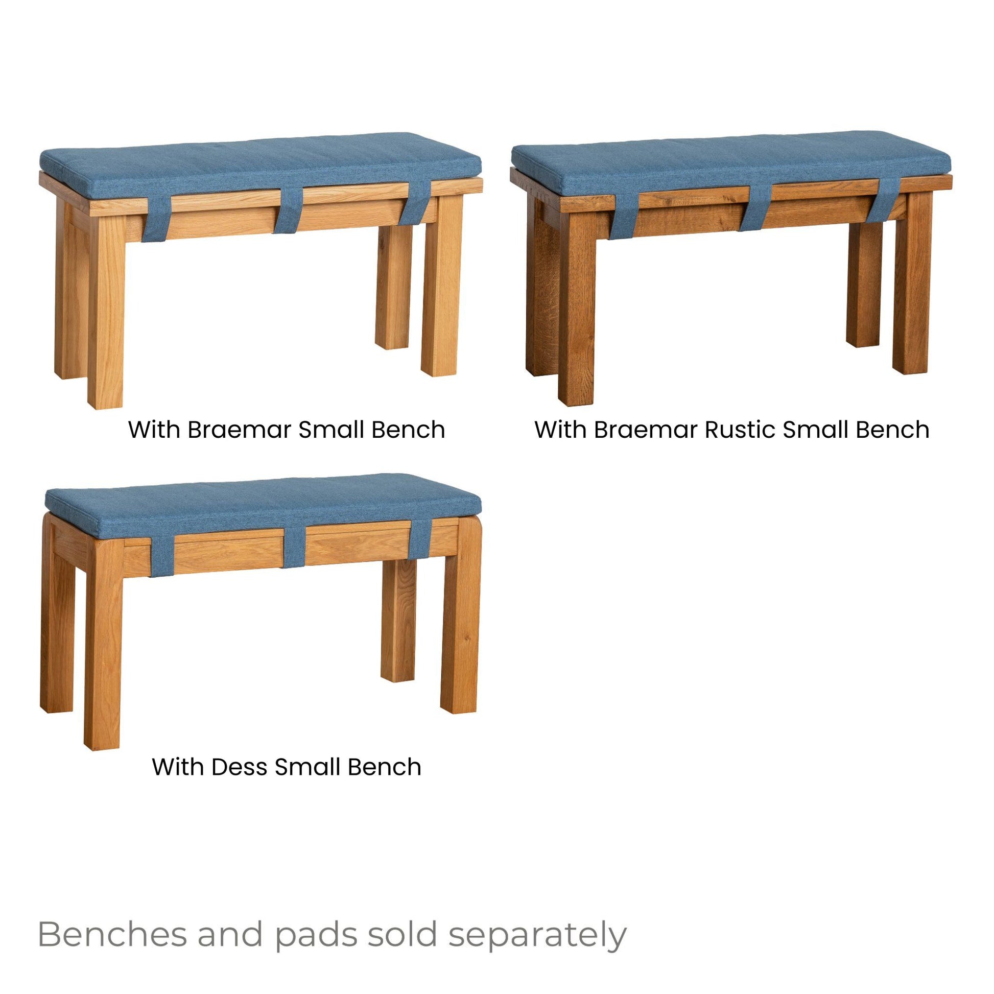 Inver 90cm Small Bench Pad Blue with small benches