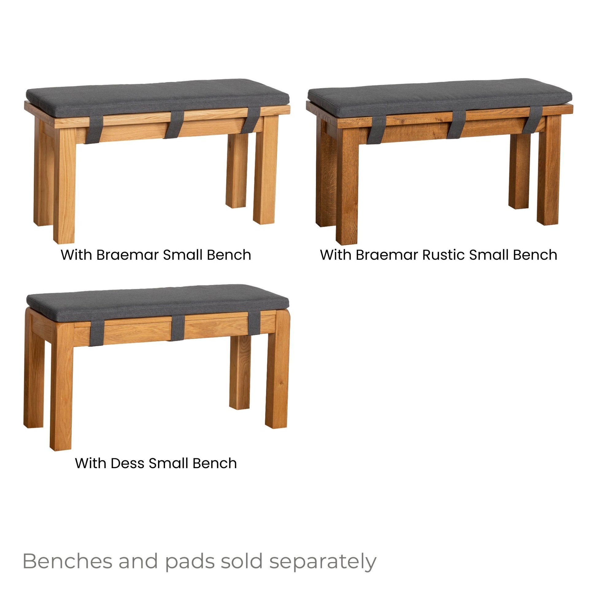 Inver 90cm Small Bench Pad Dark Grey with small benches